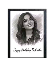 Custom Handmade Couple Charcoal Sketch Portrait in Black Frame