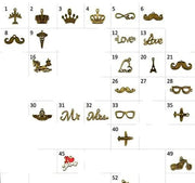 Complete Numbered Metallic Charms Selection Chart